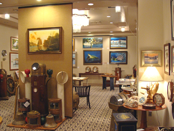 Wide angle view of our main marine art gallery